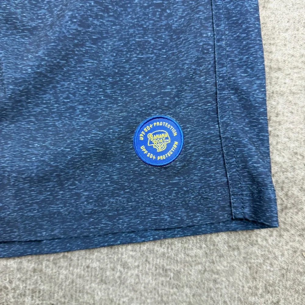 Banana Boat Swim Trunks Mens 3XL Blue Striped UPF 50+ Board Shorts Pocket‎